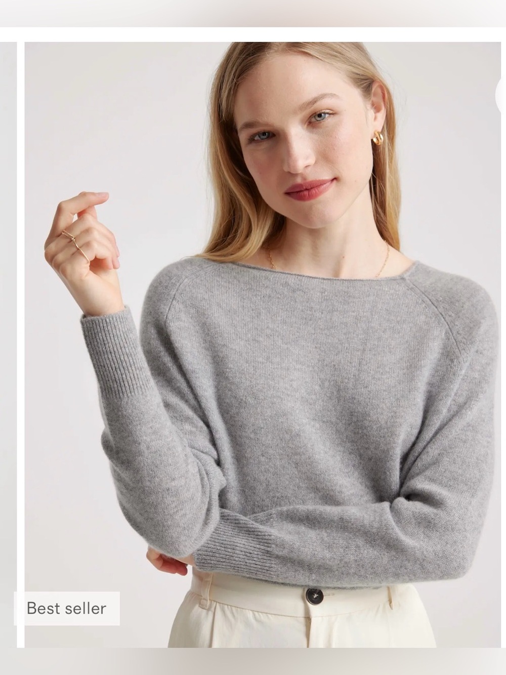 Quince 100% Mongolian Cashmere Boatneck Sweater Heather Gray , S